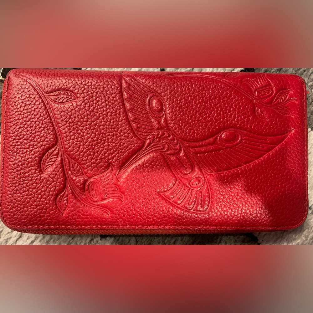 Embossed Red Leather Wallet